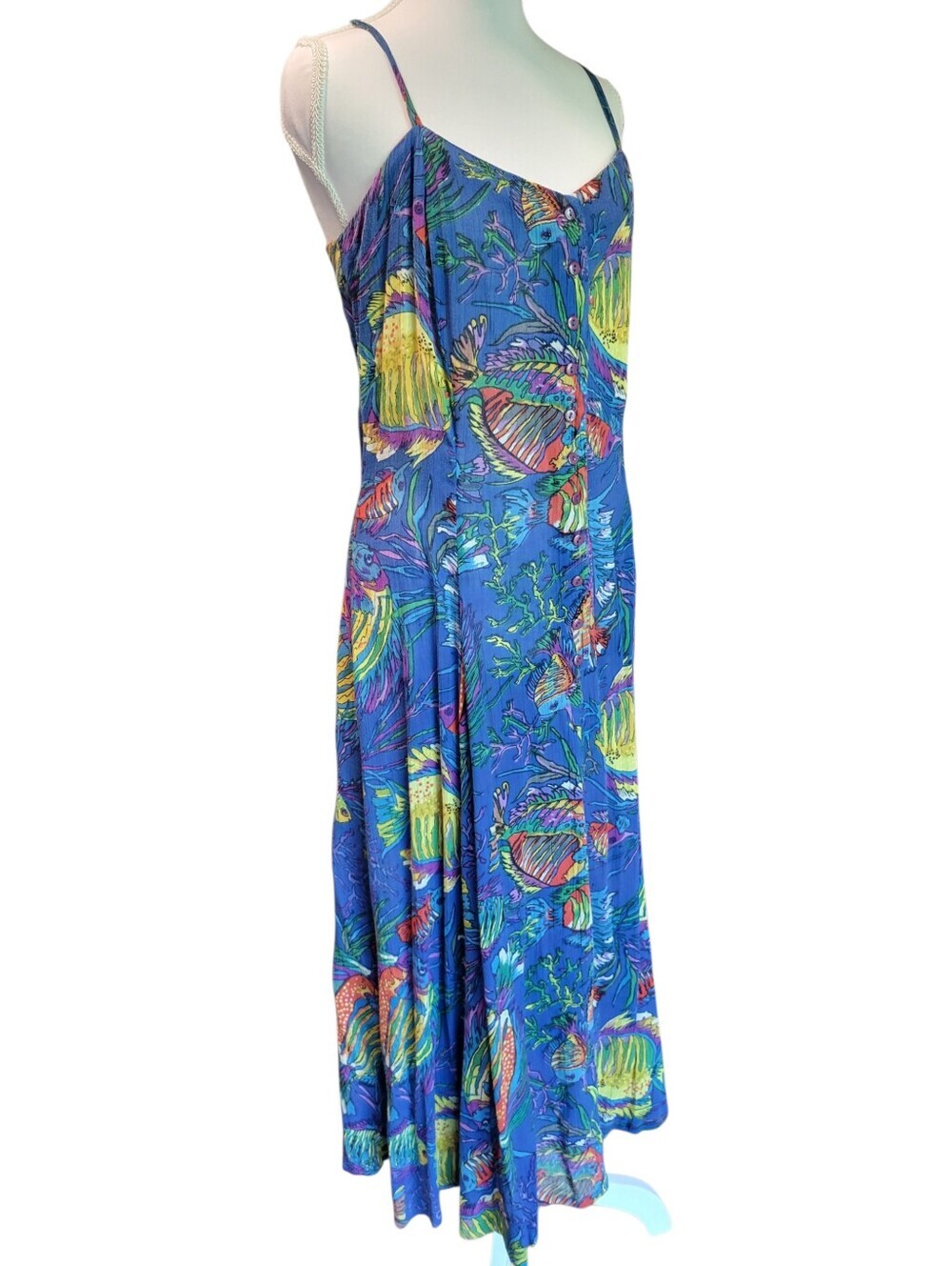 Vintage Adini NY London “Under the Sea” Cotton Gauze Flowy Maxi Dress - Picture 5 of 11